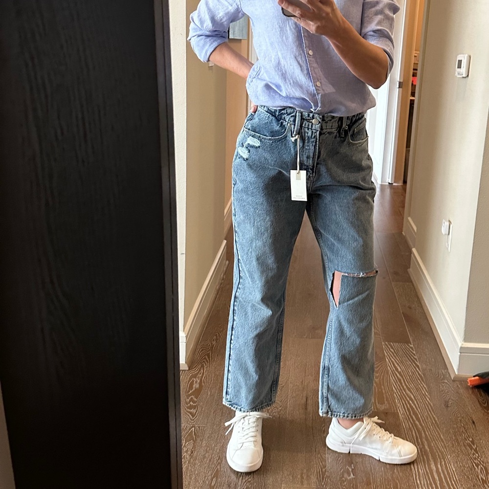 Good American 90s Duster distressed boyfriend jeans NWT 30